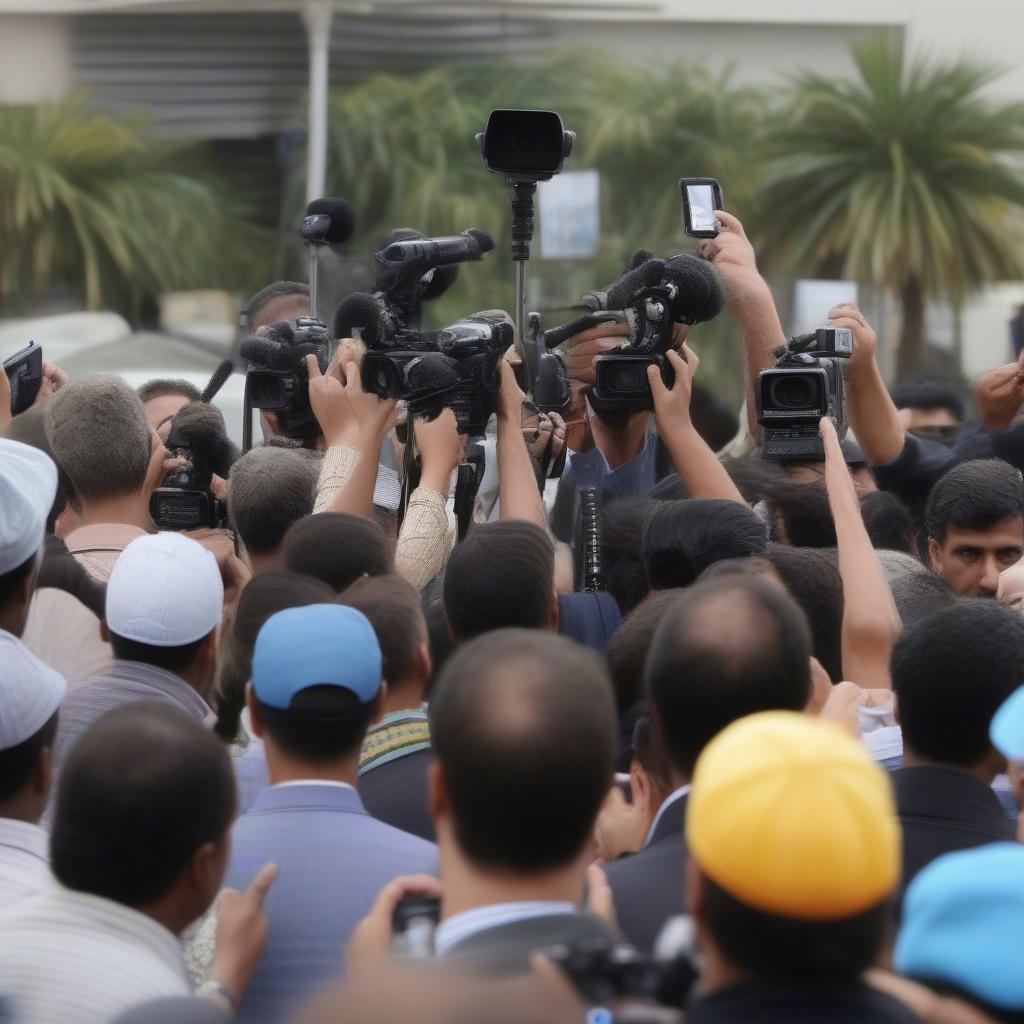 Al Jazeera news team reporting live from a breaking news event