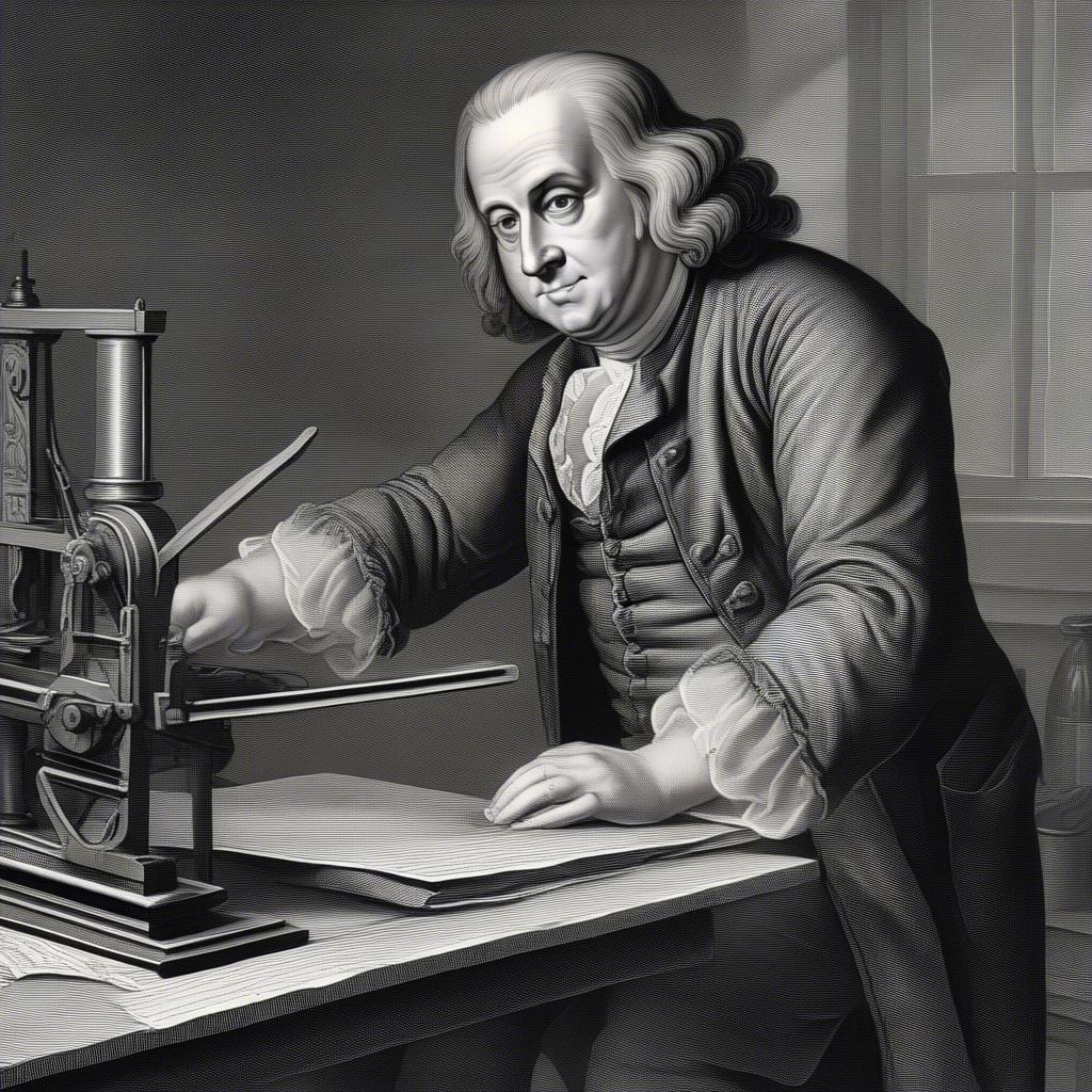 Benjamin Franklin at the Printing Press