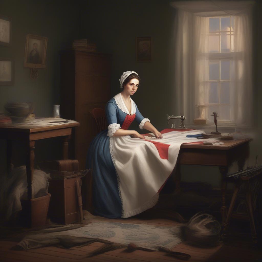 Betsy Ross sewing the first American flag