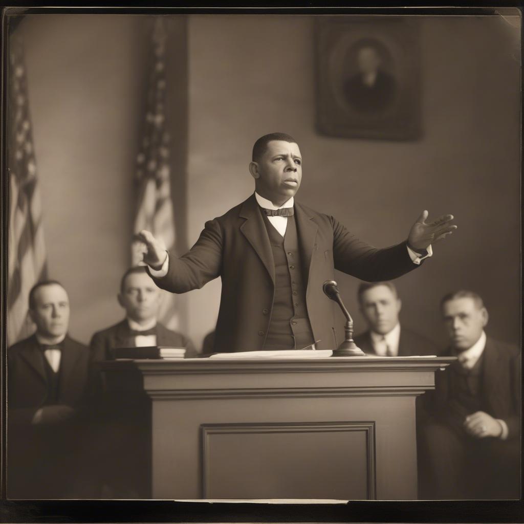 Booker T. Washington delivering the Atlanta Compromise speech