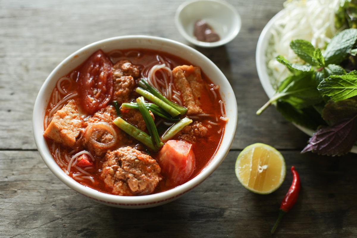 Bun Rieu Ingredients at Com Com Restaurant