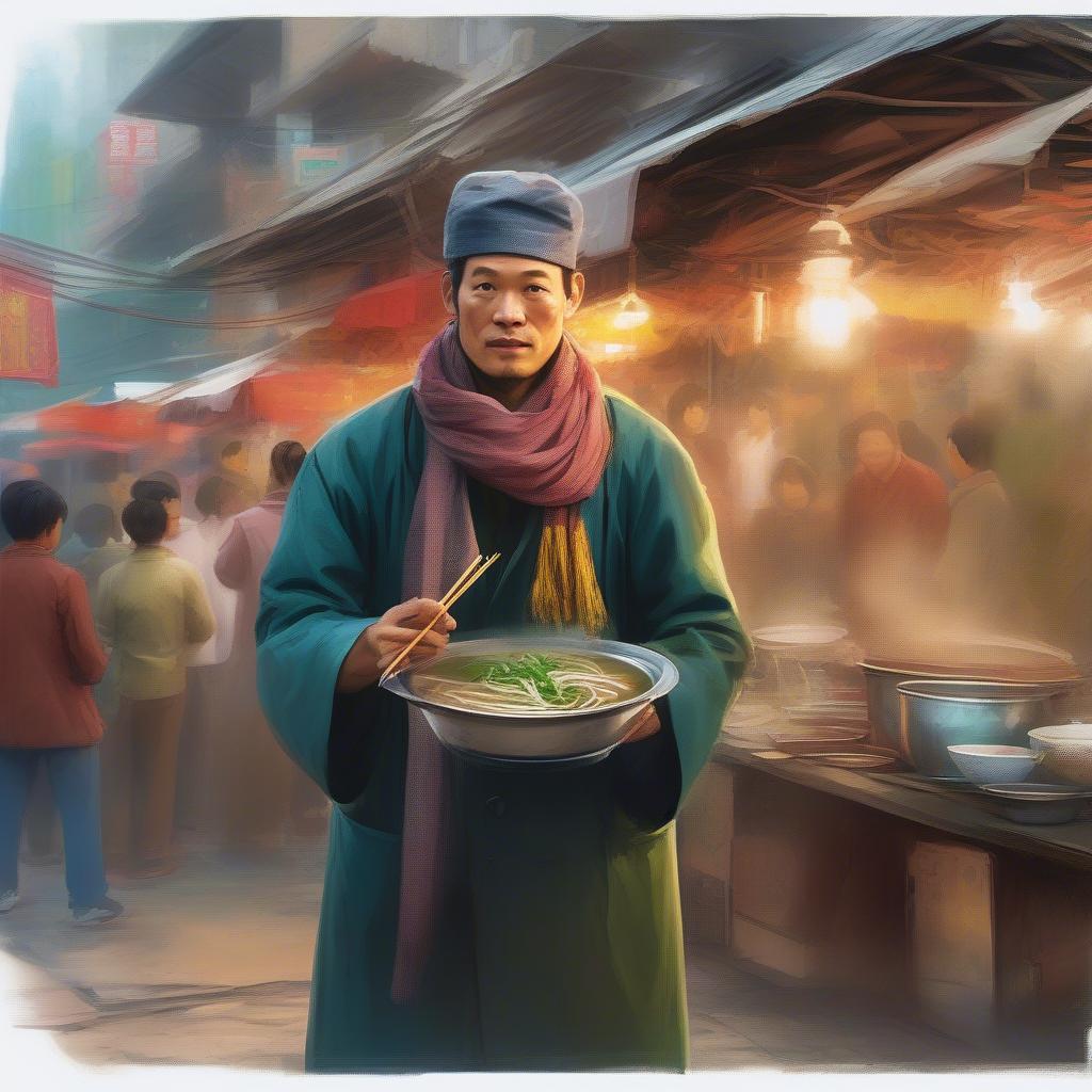 Doctor Who enjoying Vietnamese street food
