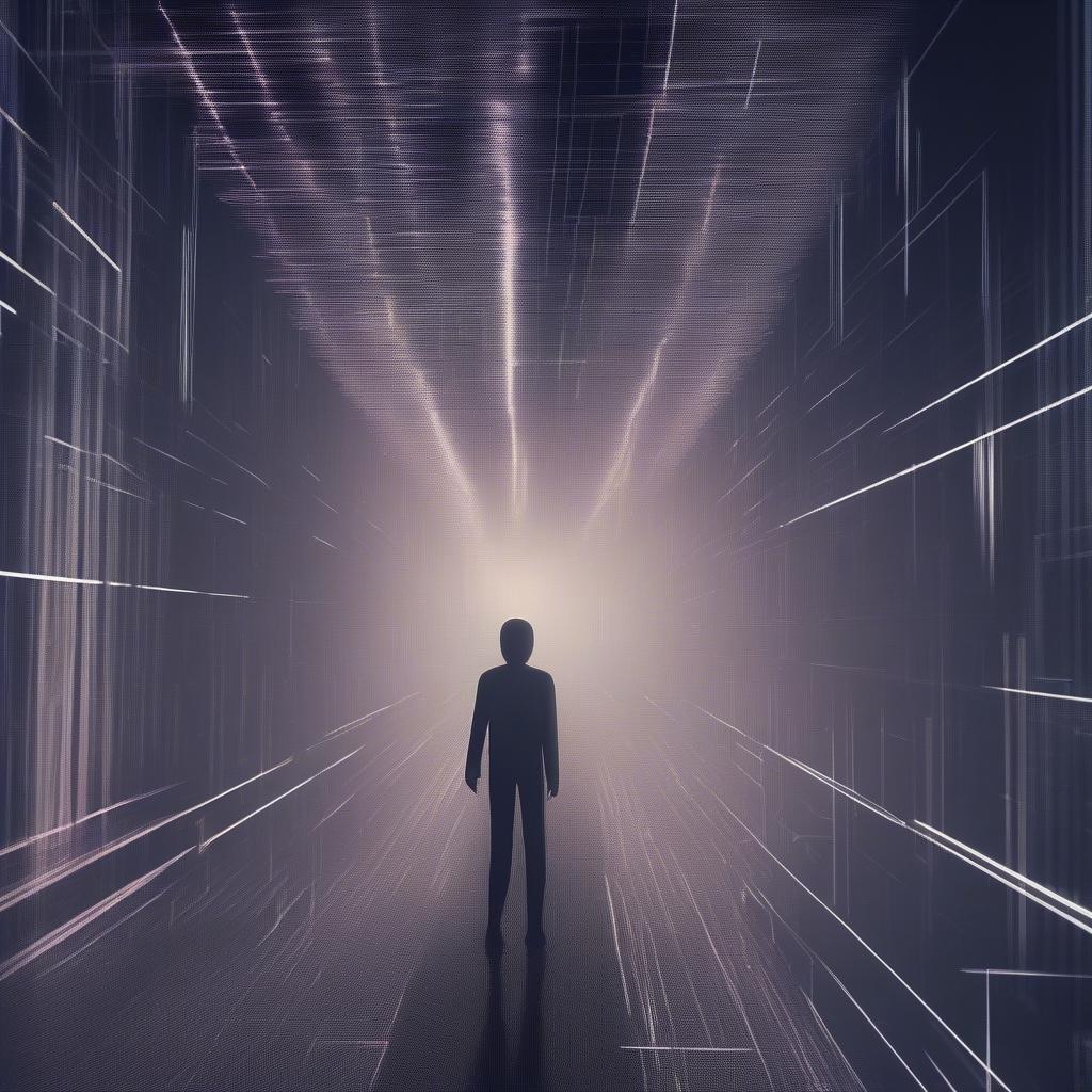 Enderman Teleporting Across Minecraft Landscape