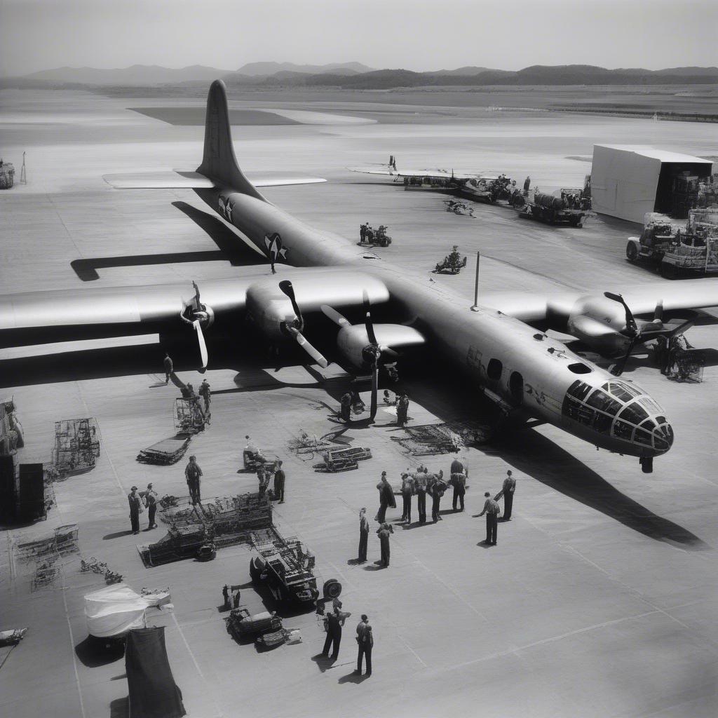 Enola Gay B-29 Superfortress preparing for the Hiroshima mission
