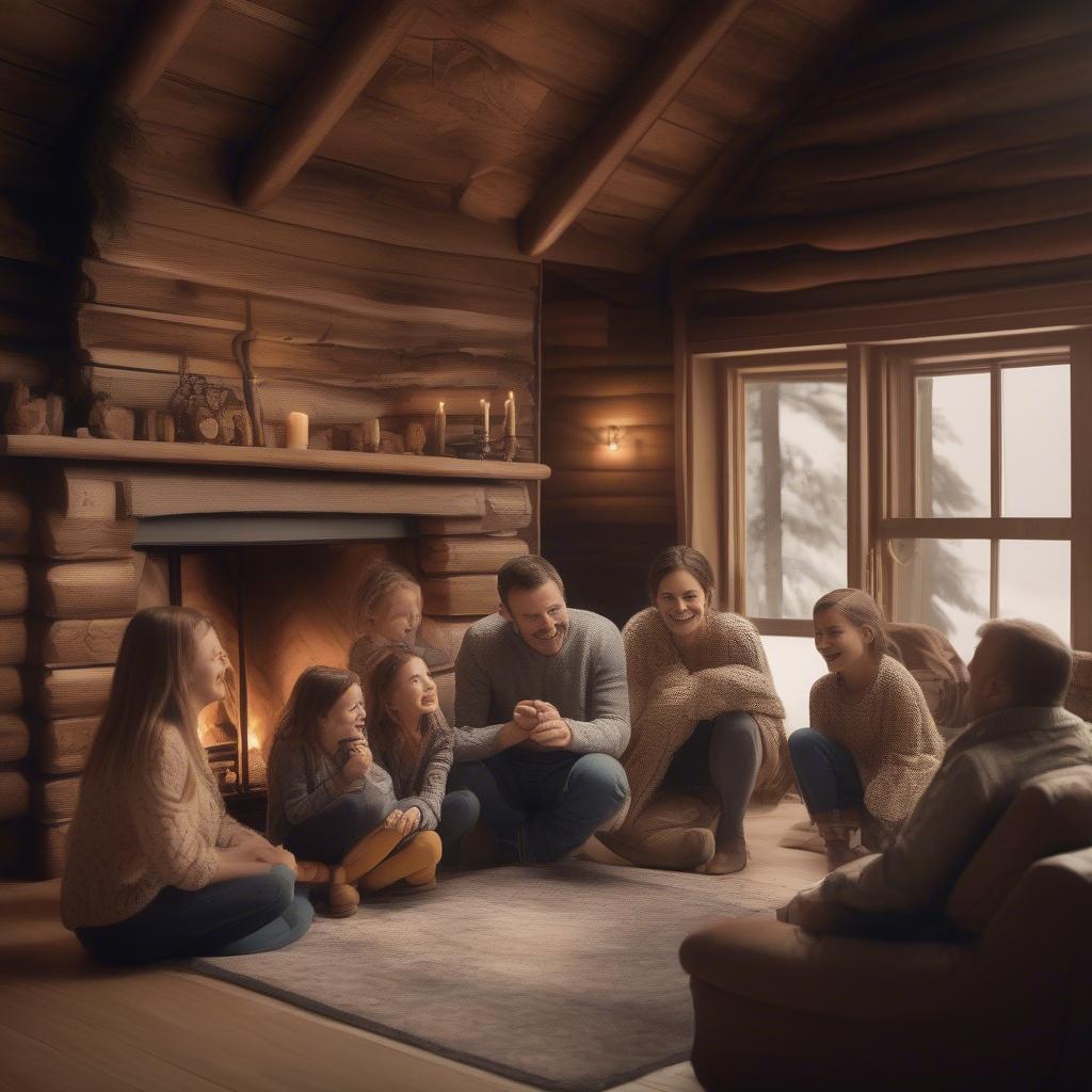 Family gathered in their newly built home