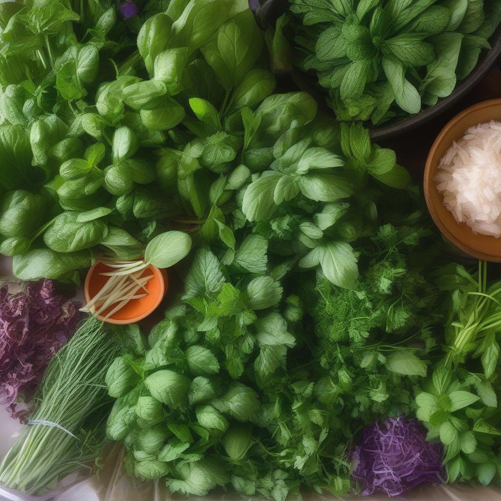 Fresh Vietnamese Herbs Used in Street Food Dishes