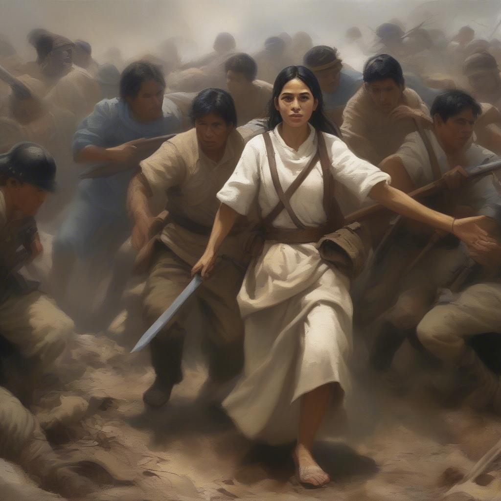 Gregorio de Jesus, the Lakambini of the Katipunan, providing medical aid and boosting morale on the battlefield during the Philippine Revolution.