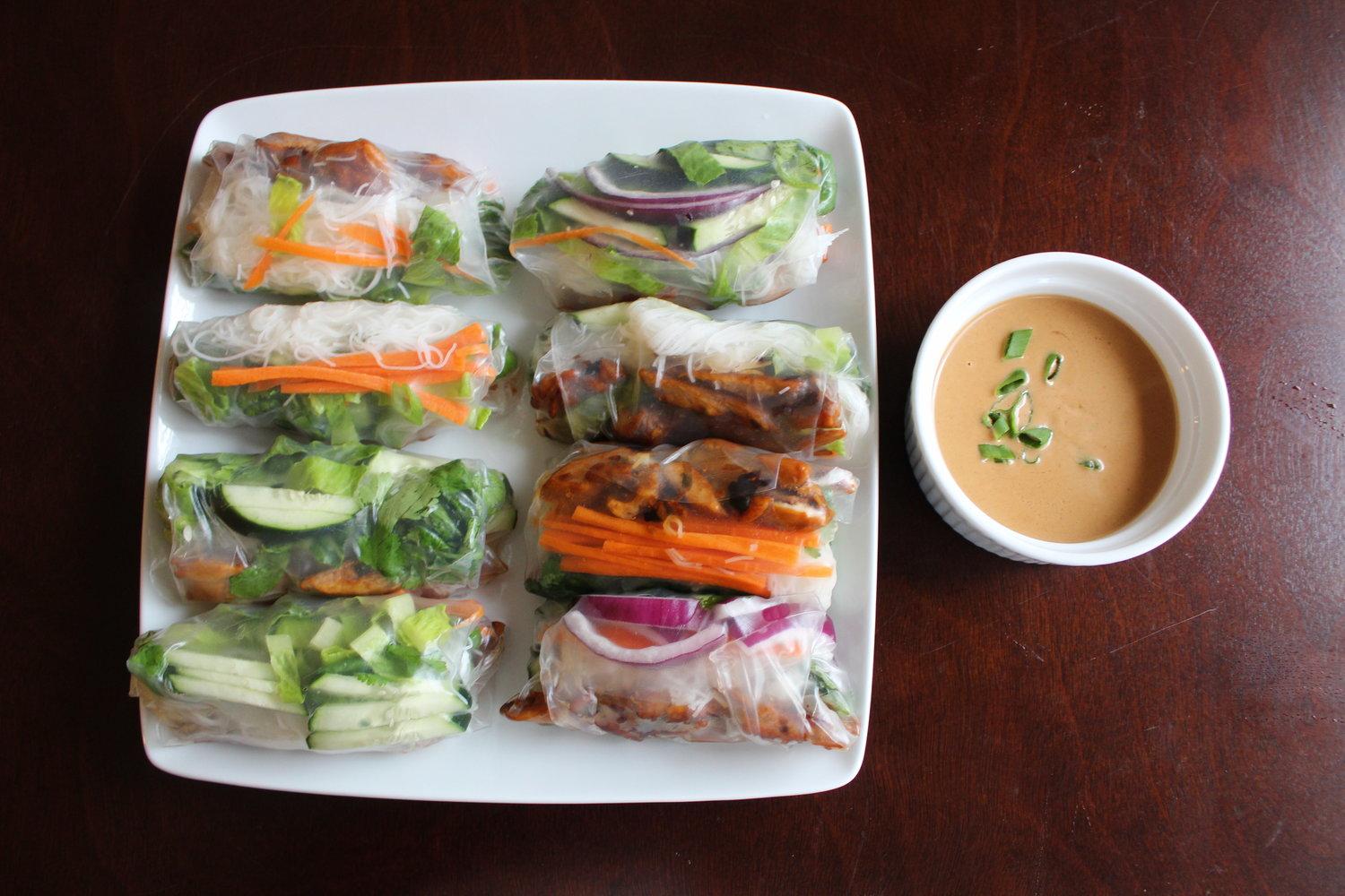 Vietnamese Grilled Chicken Summer Rolls Preparation