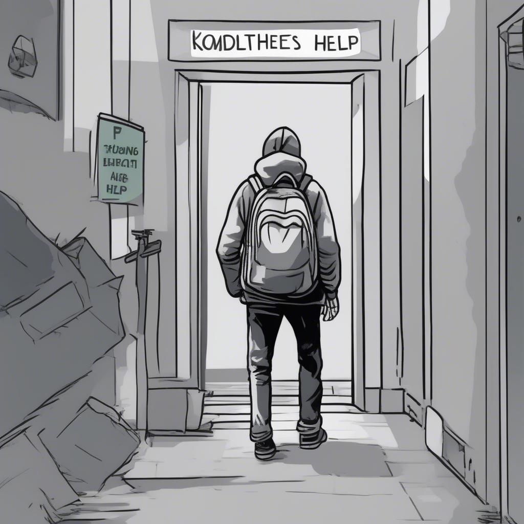 Homeless person seeking shelter and support