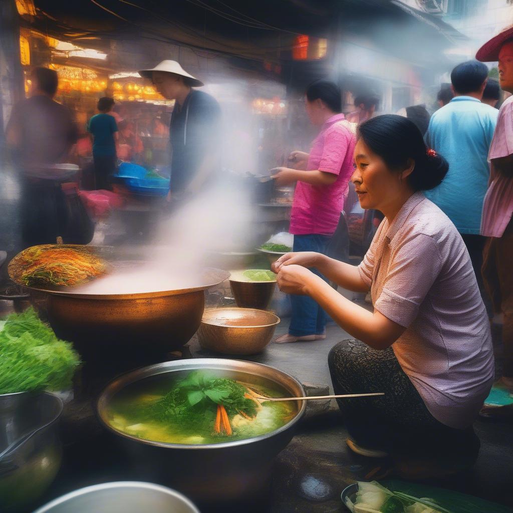 Julie Thorne exploring Hanoi street food scene