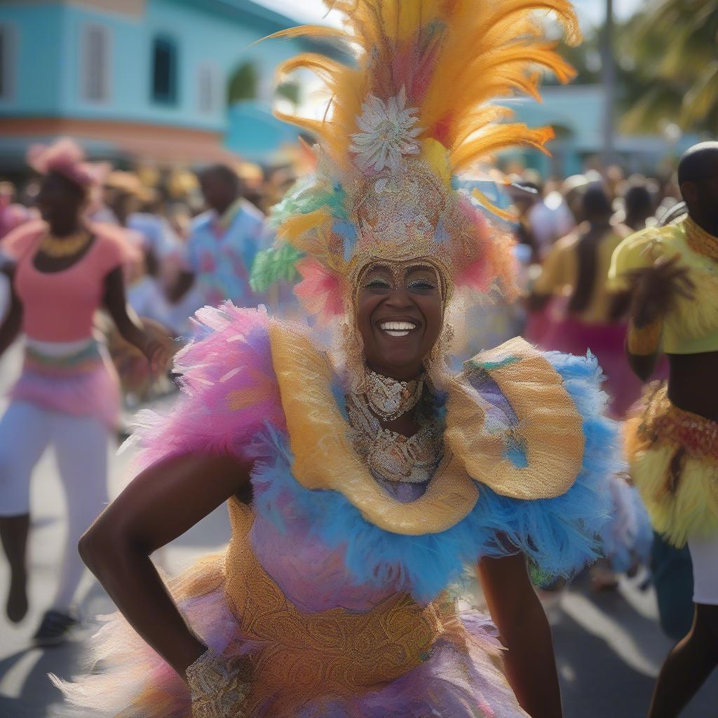 Junkanoo Festival in the Bahamas with Colorful Costumes and Energetic Dancers