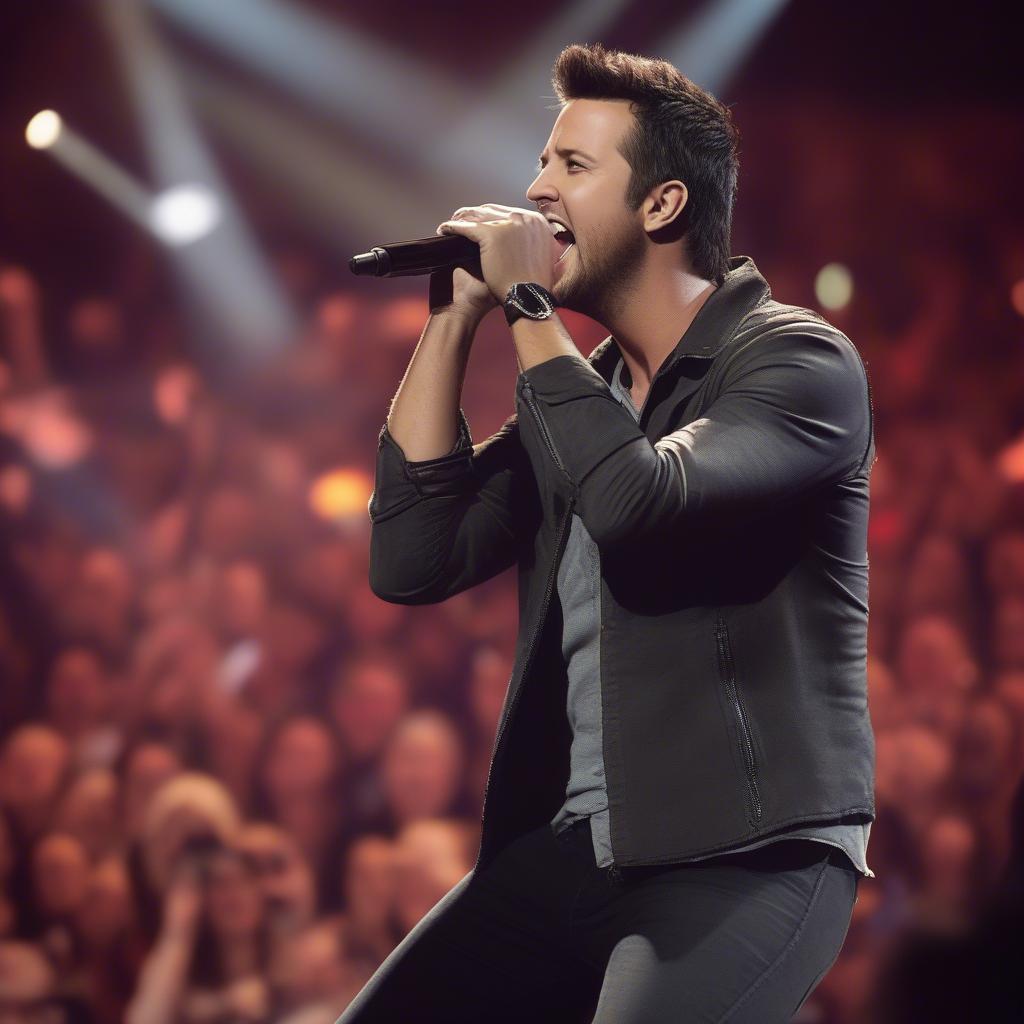 Luke Bryan performing his country rendition of "Fast Car" live on stage