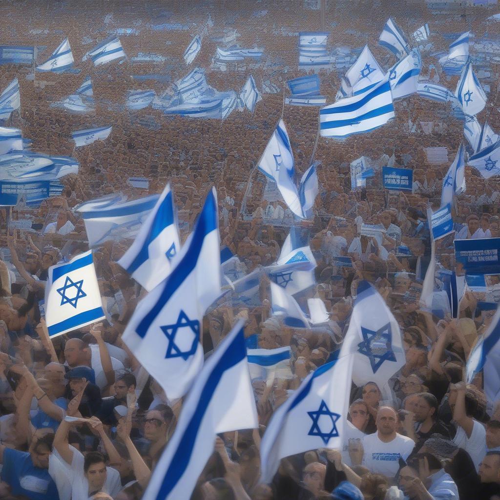 Netanyahu supporters at a political rally