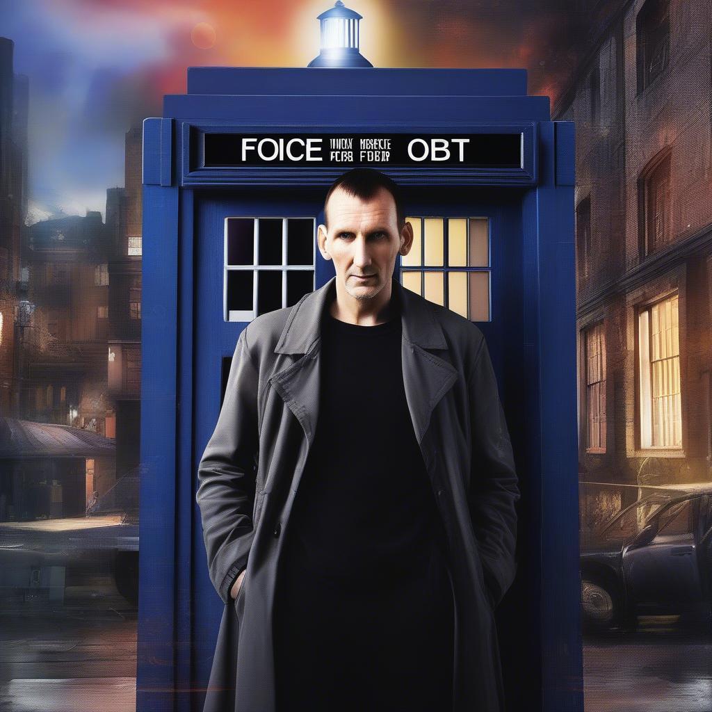 Ninth Doctor with TARDIS