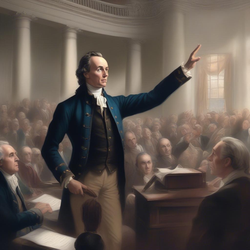 Patrick Henry delivering his "Give Me Liberty or Give Me Death" speech at the Second Virginia Convention