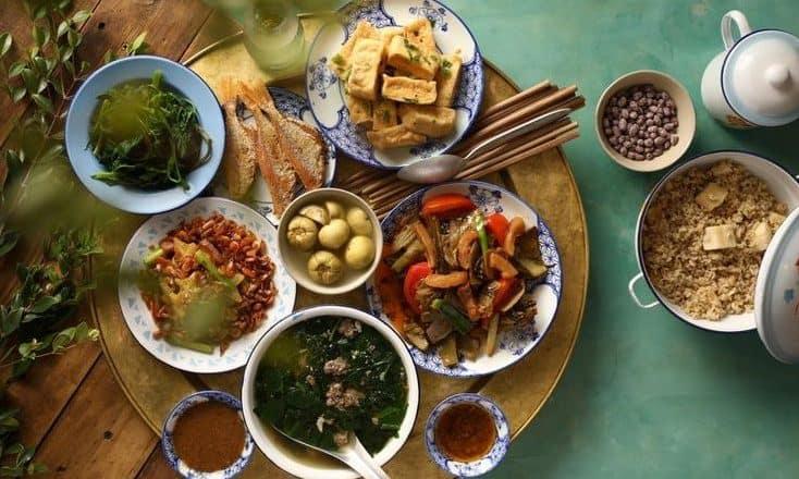 A colorful array of regional Vietnamese street food specialties