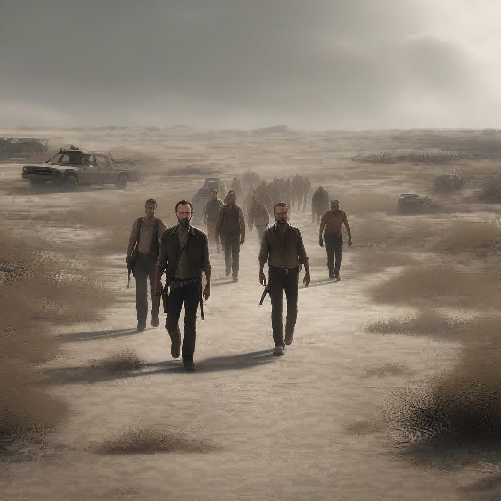 Rick Grimes Leading Survivors in The Walking Dead
