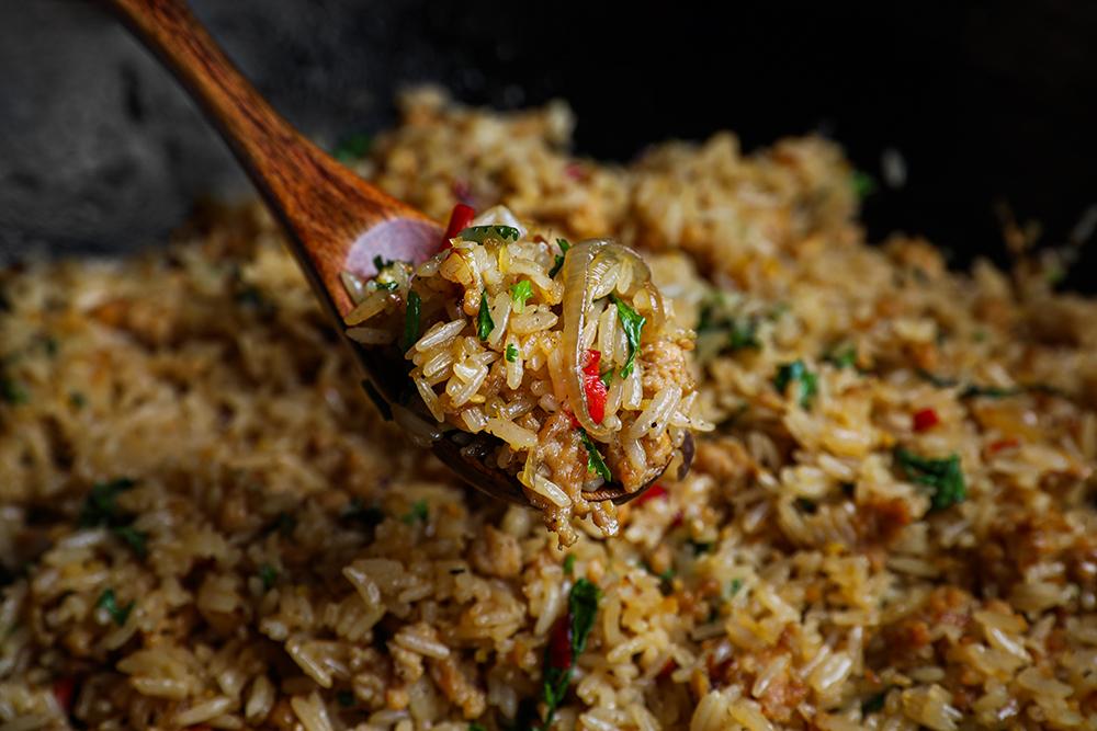 Sizzling Lemongrass Chicken with Rice Preparation