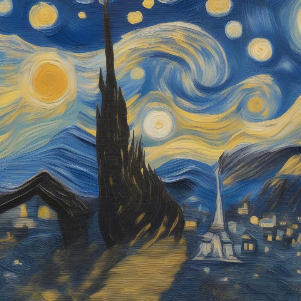Close-up of Van Gogh's Starry Night Impasto Detail