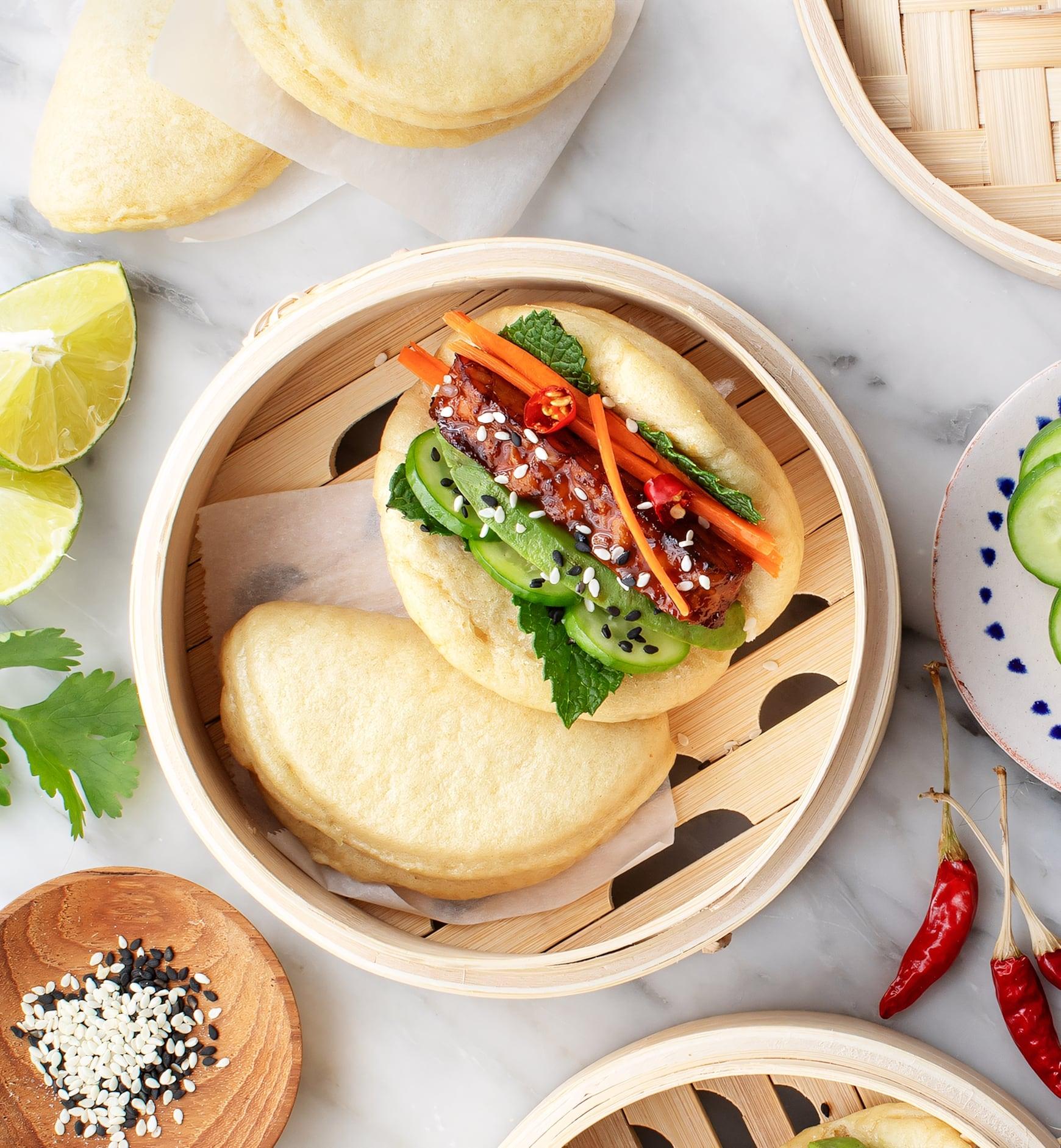 Assortment of Steamed Bao Buns with Various Fillings