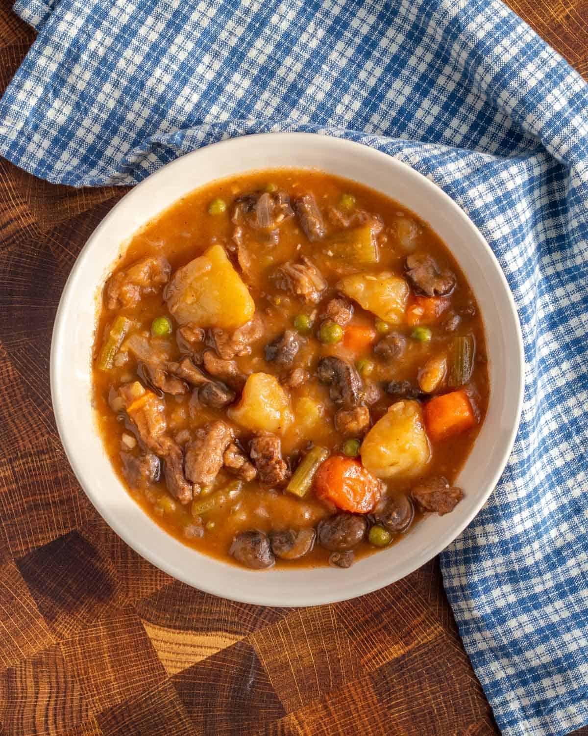 Close-up of Stewed Beef with Rice and Wine Sauce