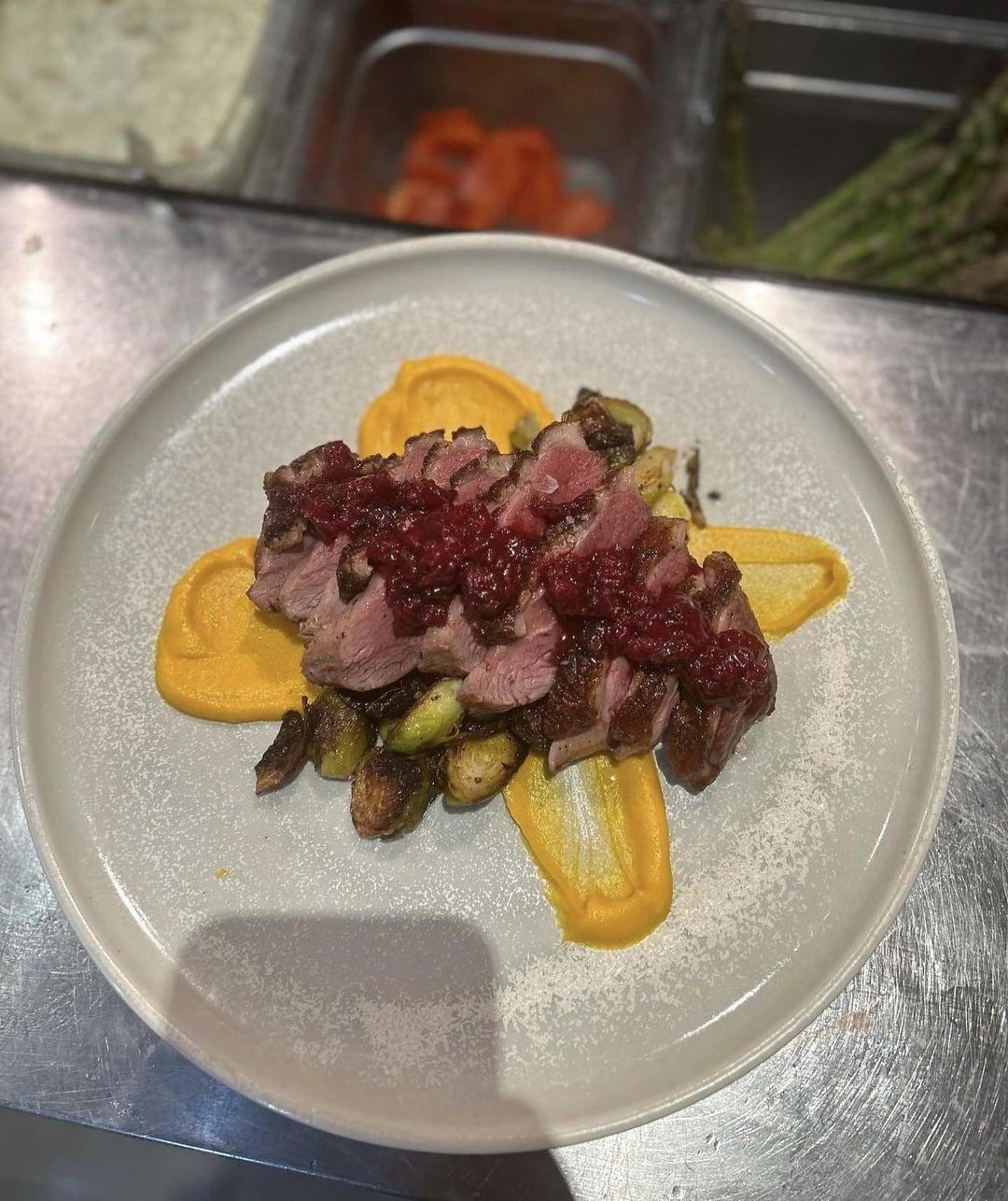 Sweet and Sour Duck with Rice Plating