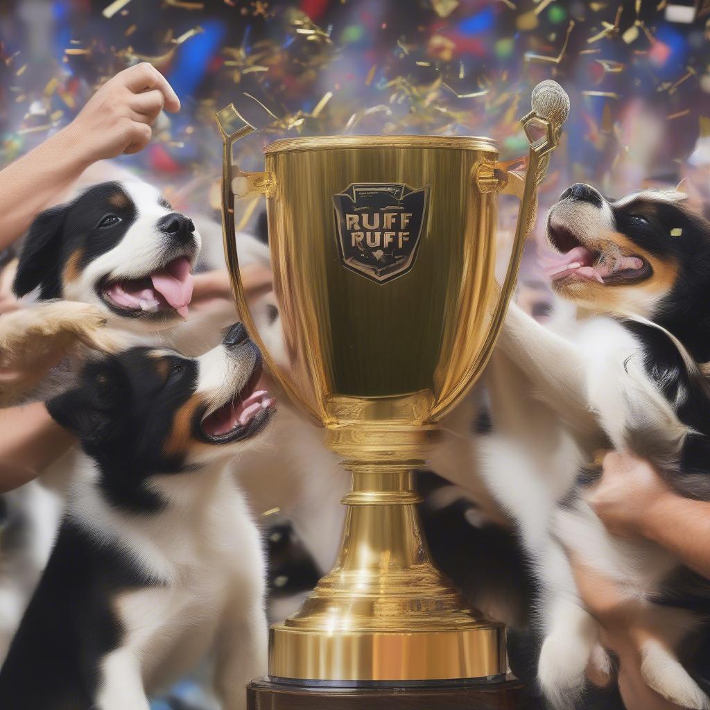 Team Ruff celebrates their Puppy Bowl XIX victory