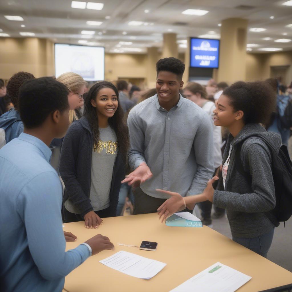 University recruiter visiting a high school