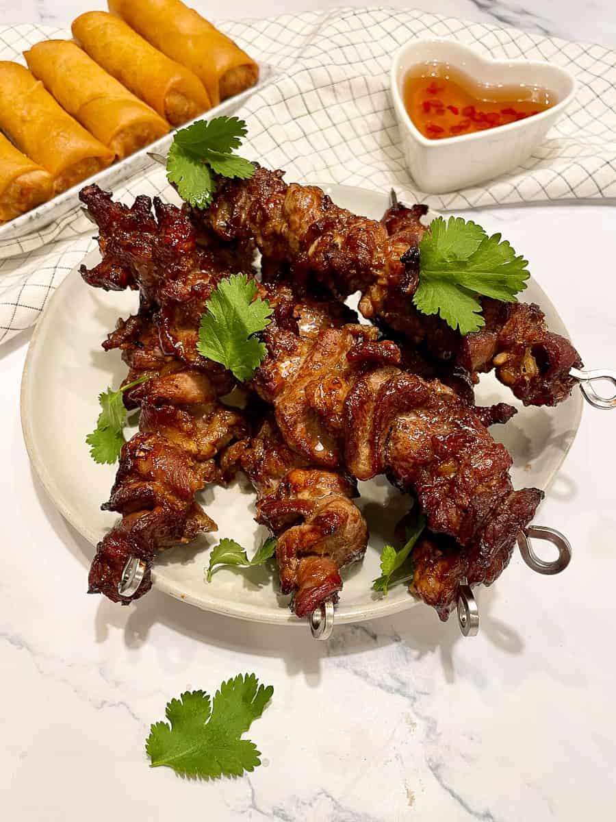 Vietnamese Pork Belly Skewers at Com Com Restaurant