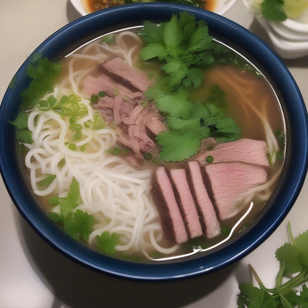 A steaming bowl of pho in Hanoi