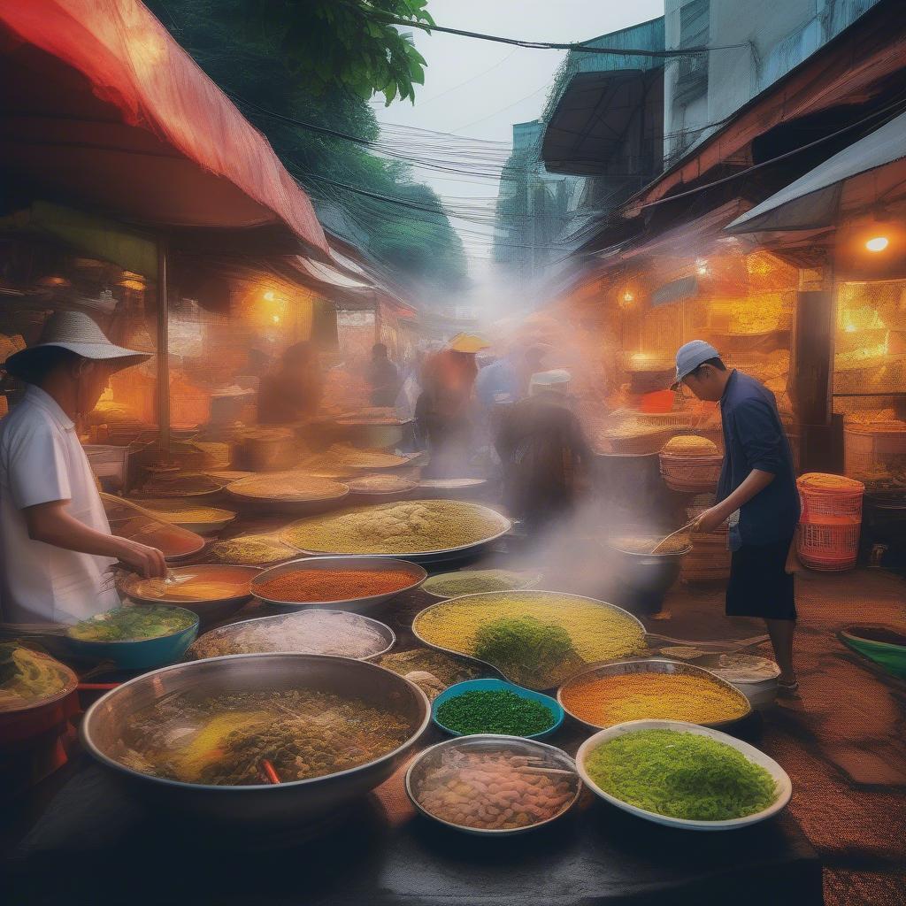 Vibrant Vietnamese Street Food Vendors