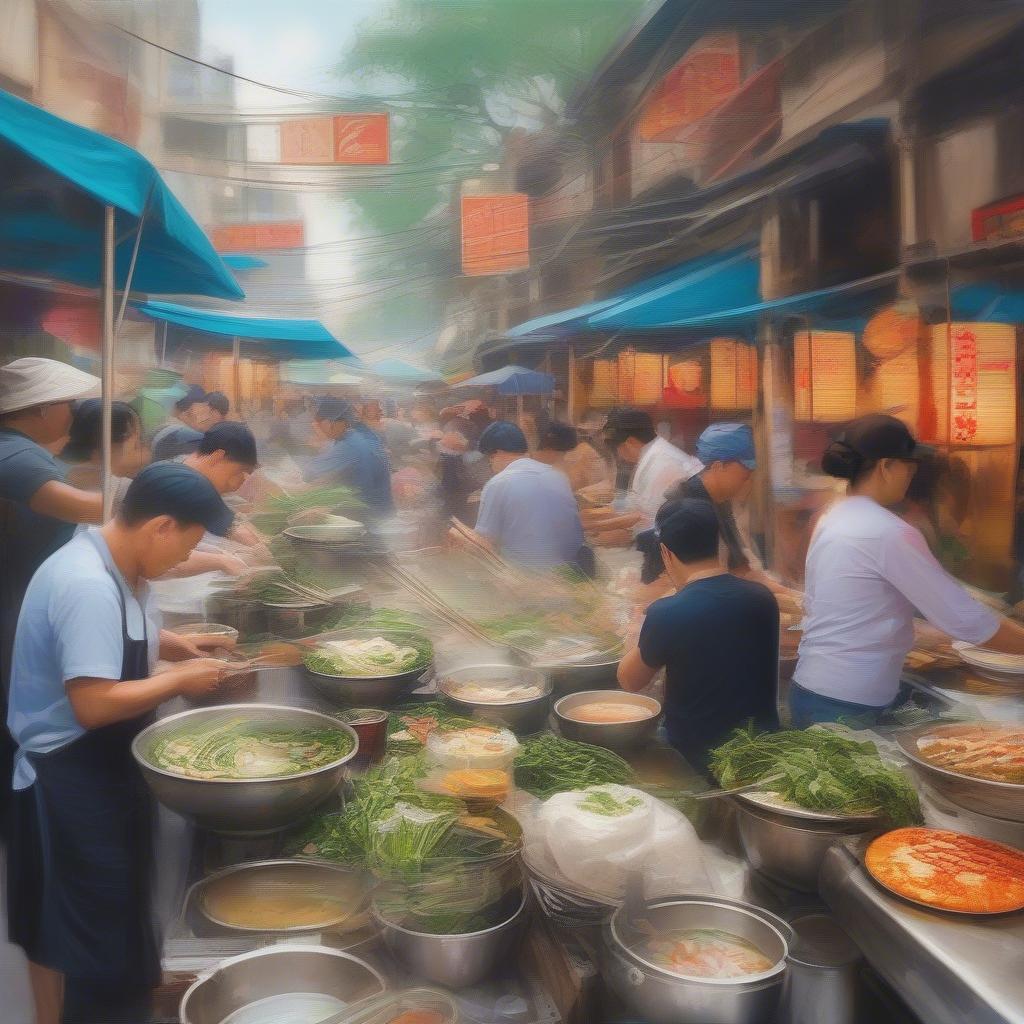 Vibrant Vietnamese Street Food Vendors