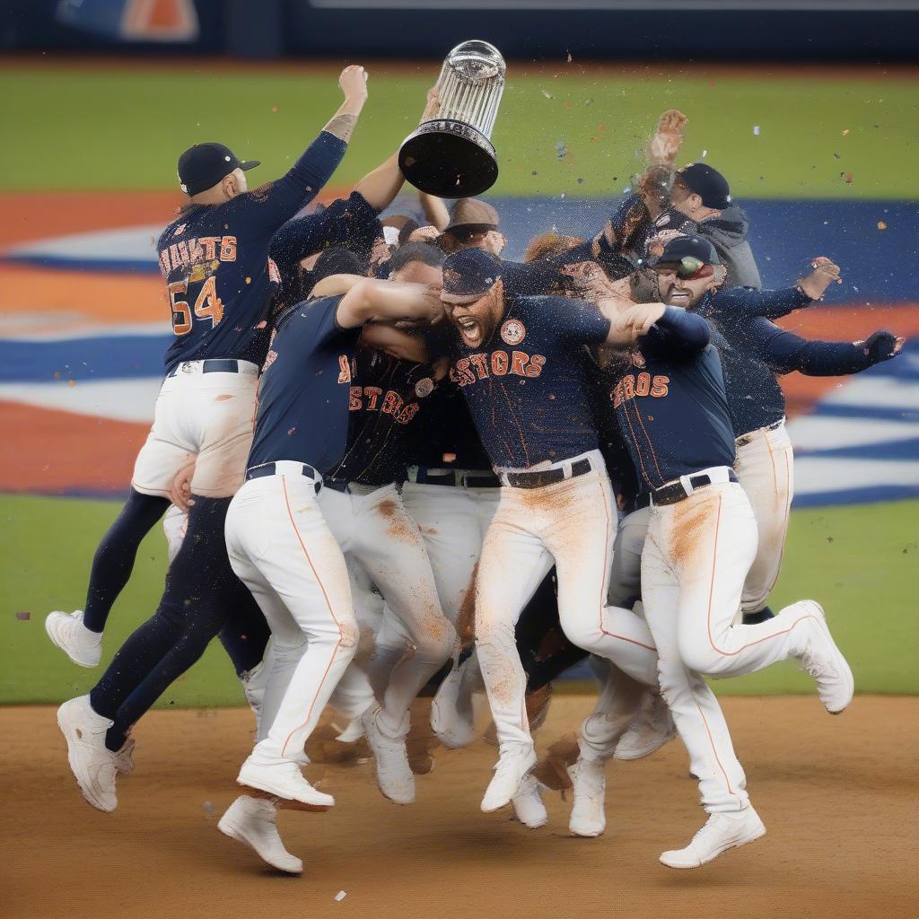 Astros celebrating their World Series 2022 victory