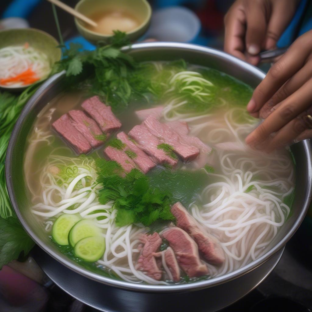 Authentic Pho in Hanoi from a Street Vendor