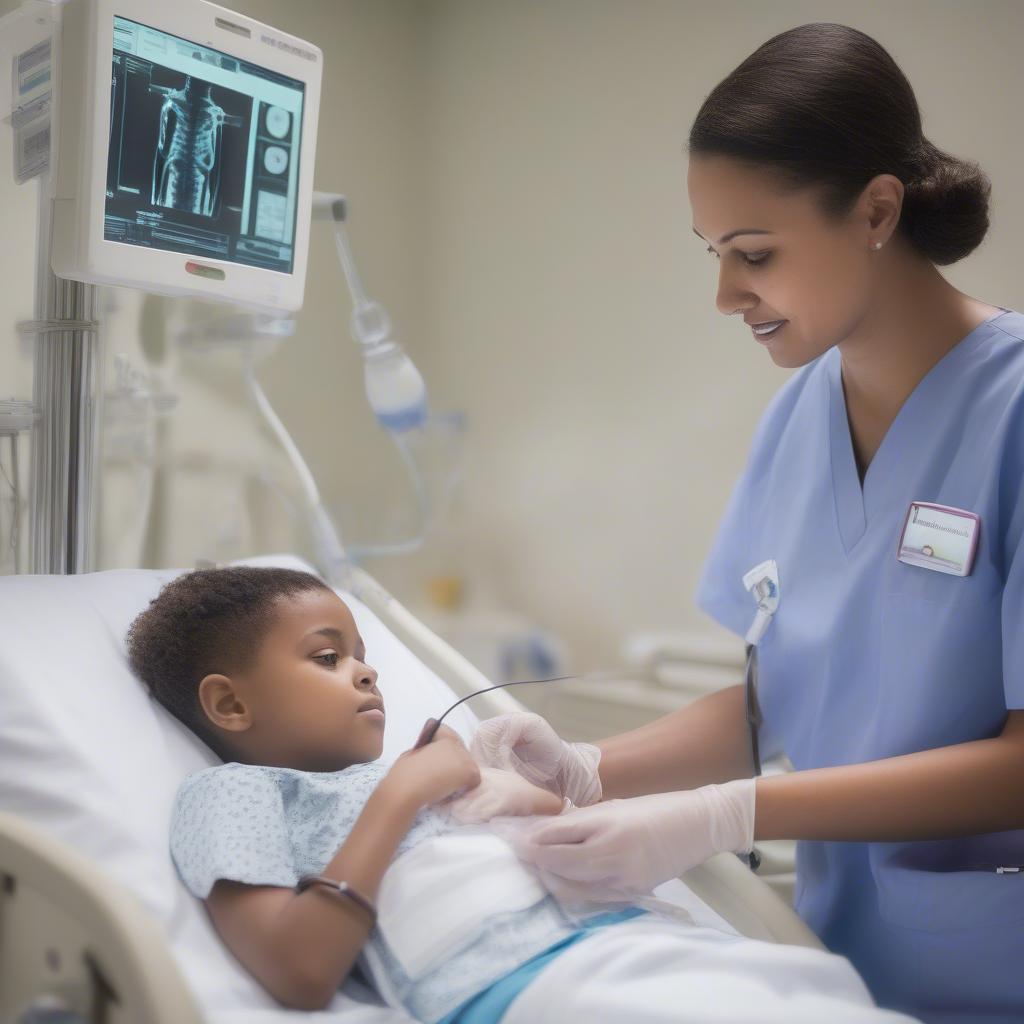 Child receiving cancer treatment