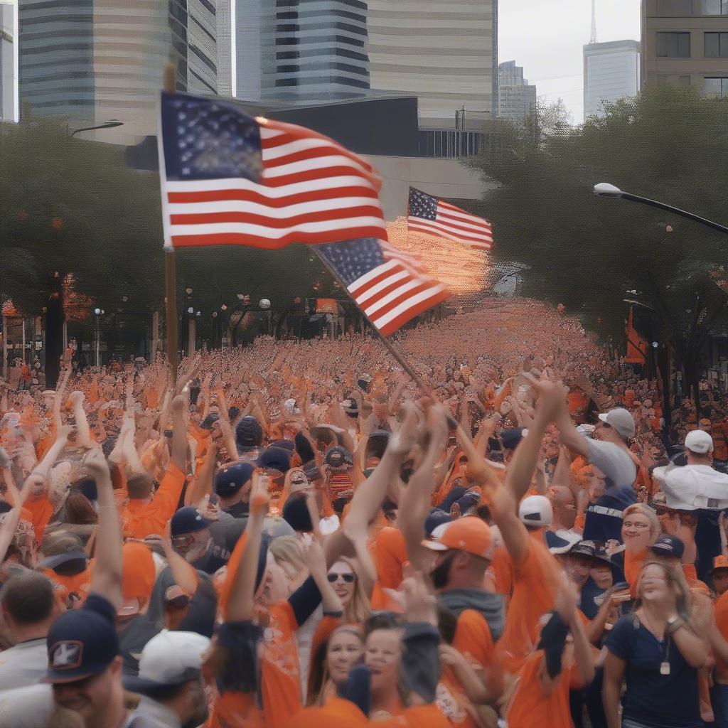 Houston fans celebrating the Astros' World Series win