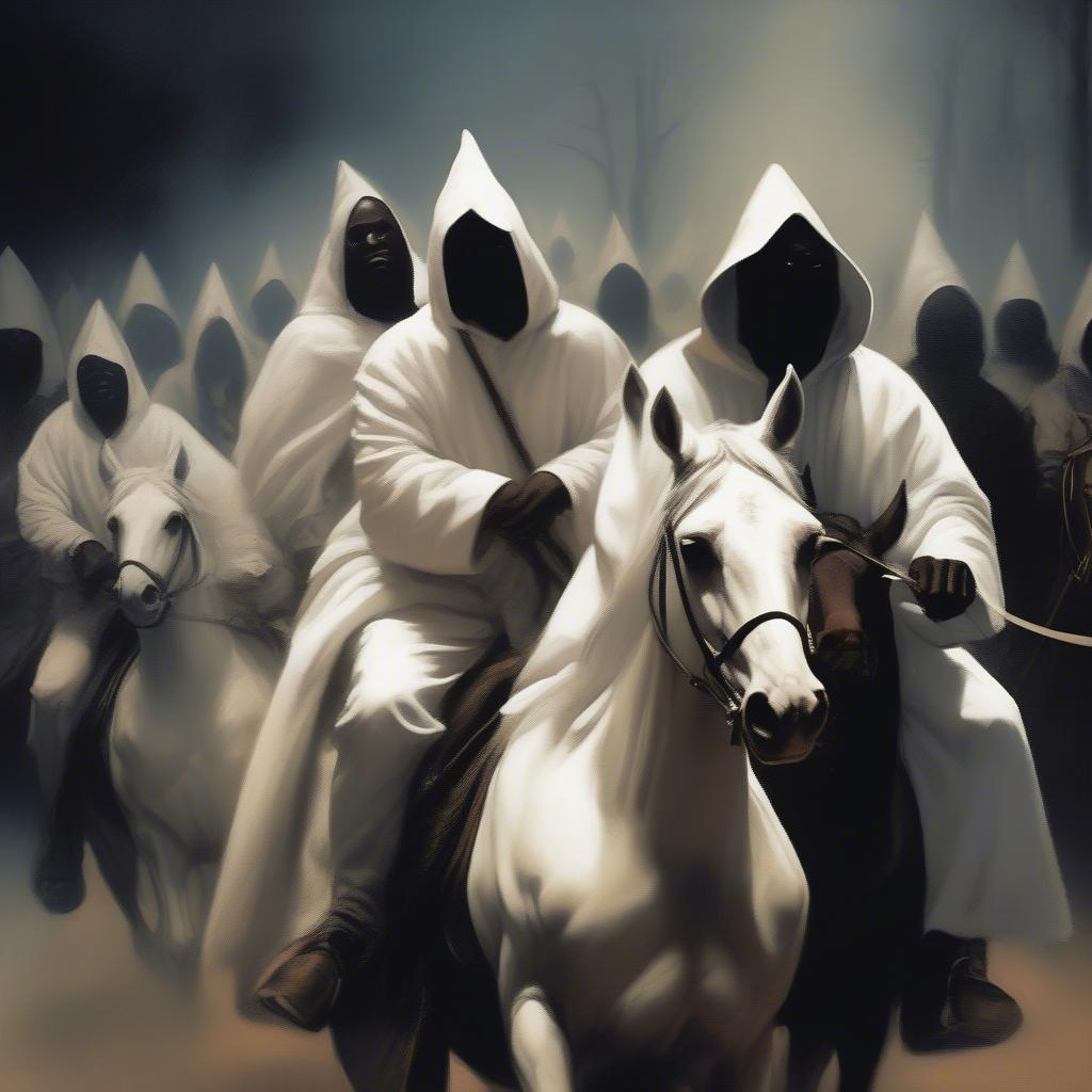 KKK night riders terrorizing a Black community