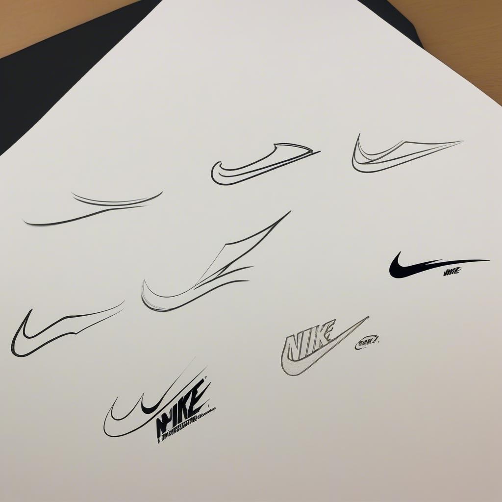 The first sketch of the iconic Nike Swoosh logo