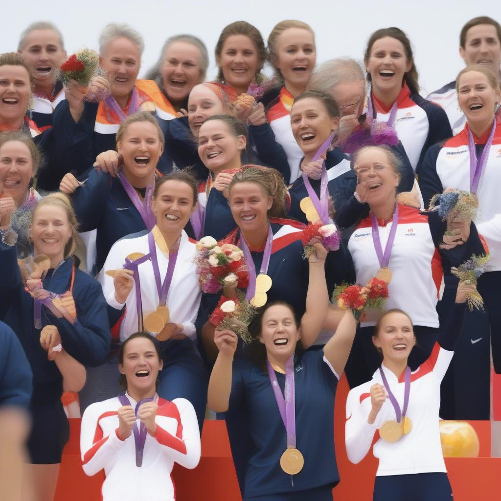 Olympic Medal Ceremony Celebration