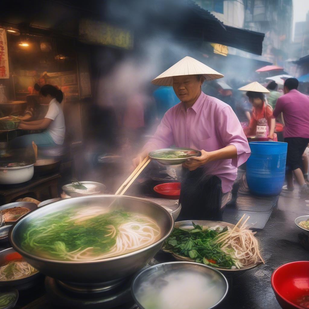 Vietnamese Pho Street Food Vendor
