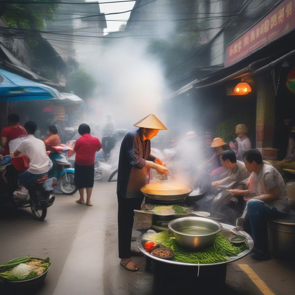 Vietnamese Street Food Vendor in Hanoi