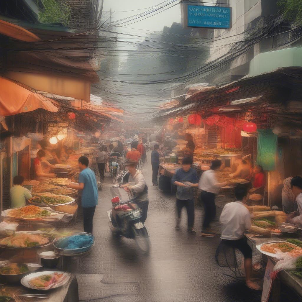 Vietnamese Street Food Vendors Preparing and Serving Dishes